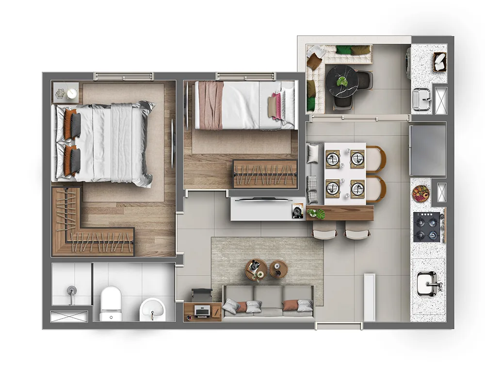 Planta do Viva Itamaracá em Itaquera — 2 dormitórios, 40,20 m²