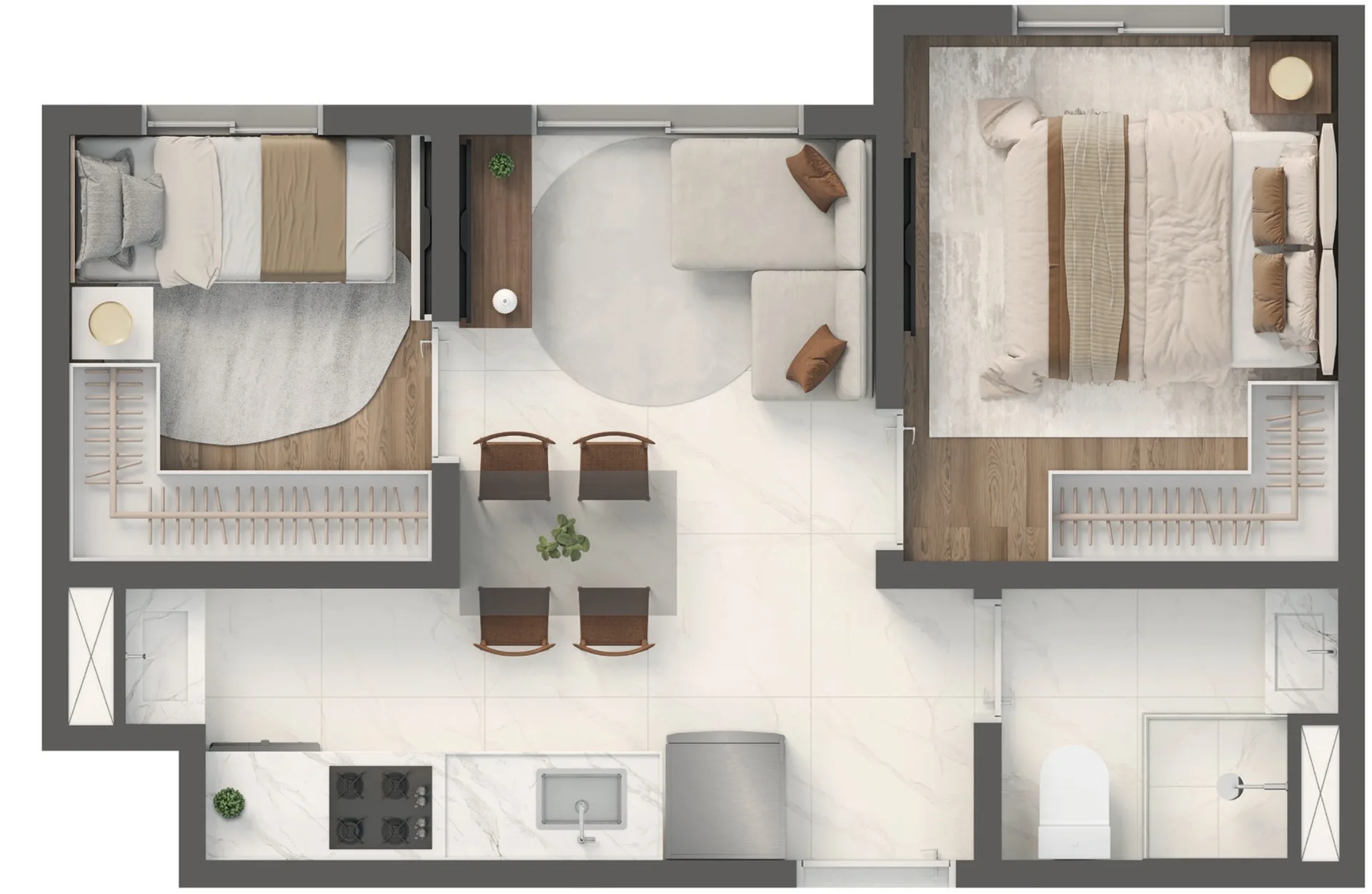 Planta do Vivaz Mooca em Vila Independência — 2 dormitórios, 31,52 m²