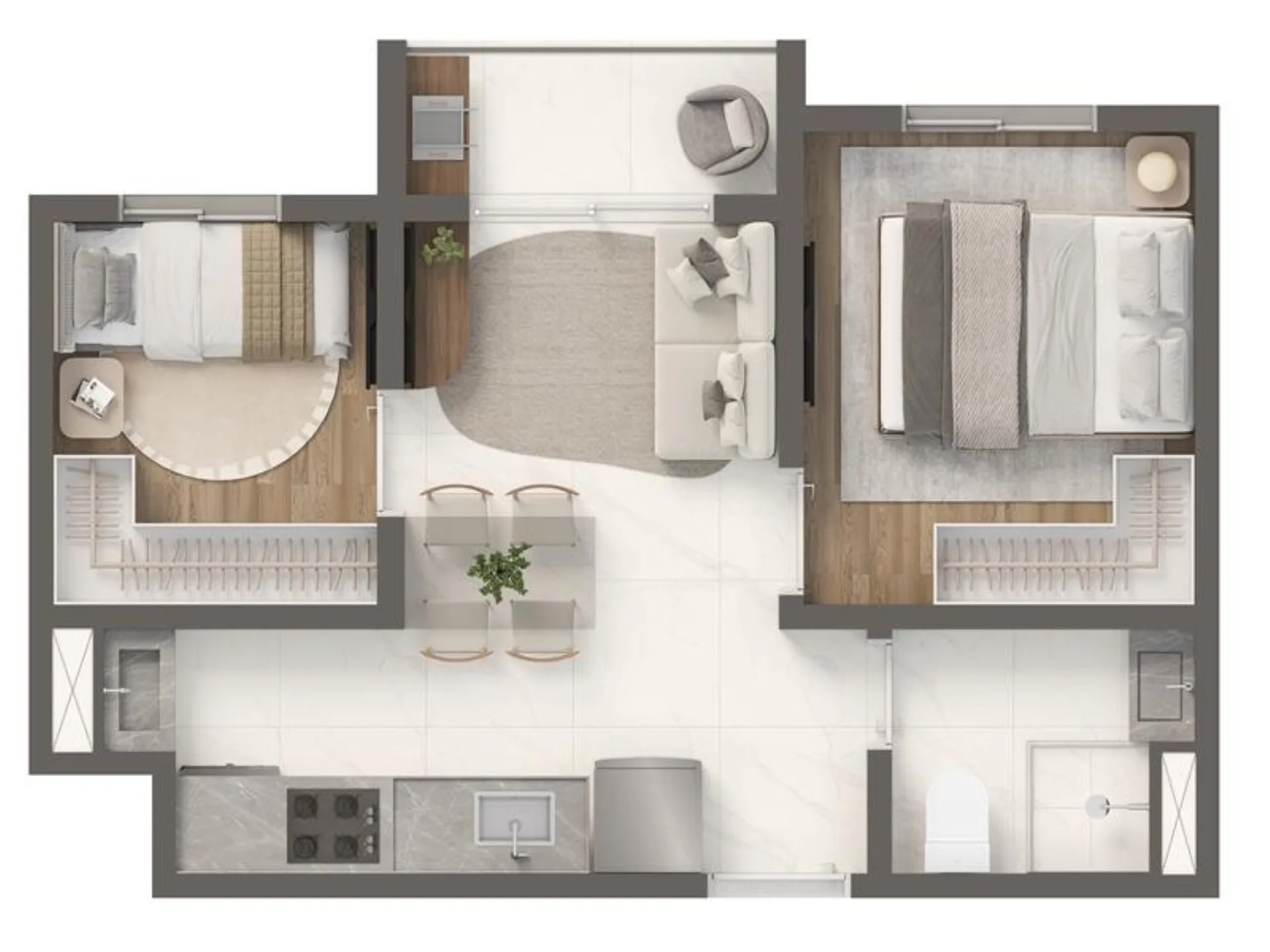 Planta do Vivaz Nações Unidas 1 em Jurubatuba — 2 dormitórios, 32,08 m²