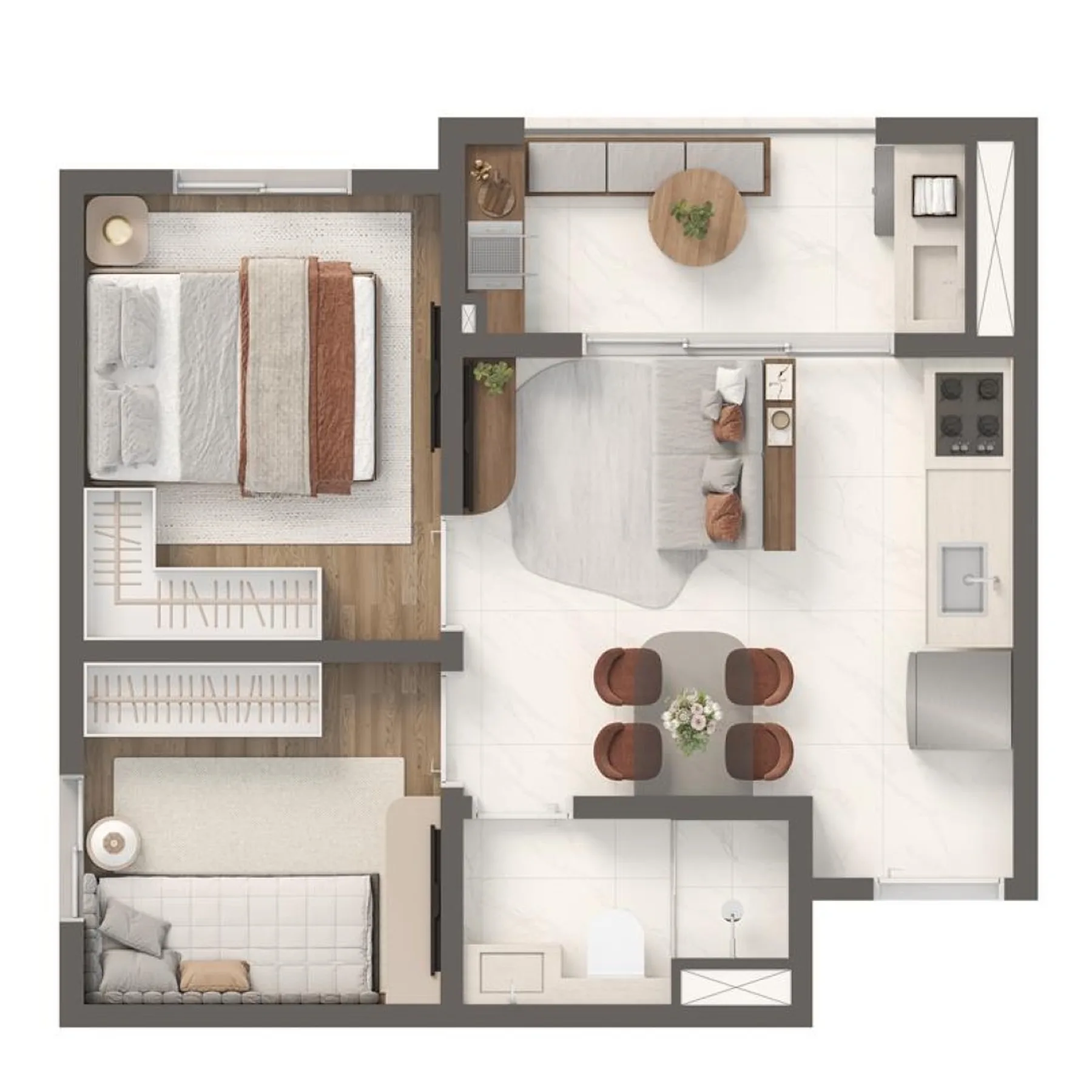 Planta do Vivaz Nações Unidas 1 em Jurubatuba — 2 dormitórios, 35,38 m²