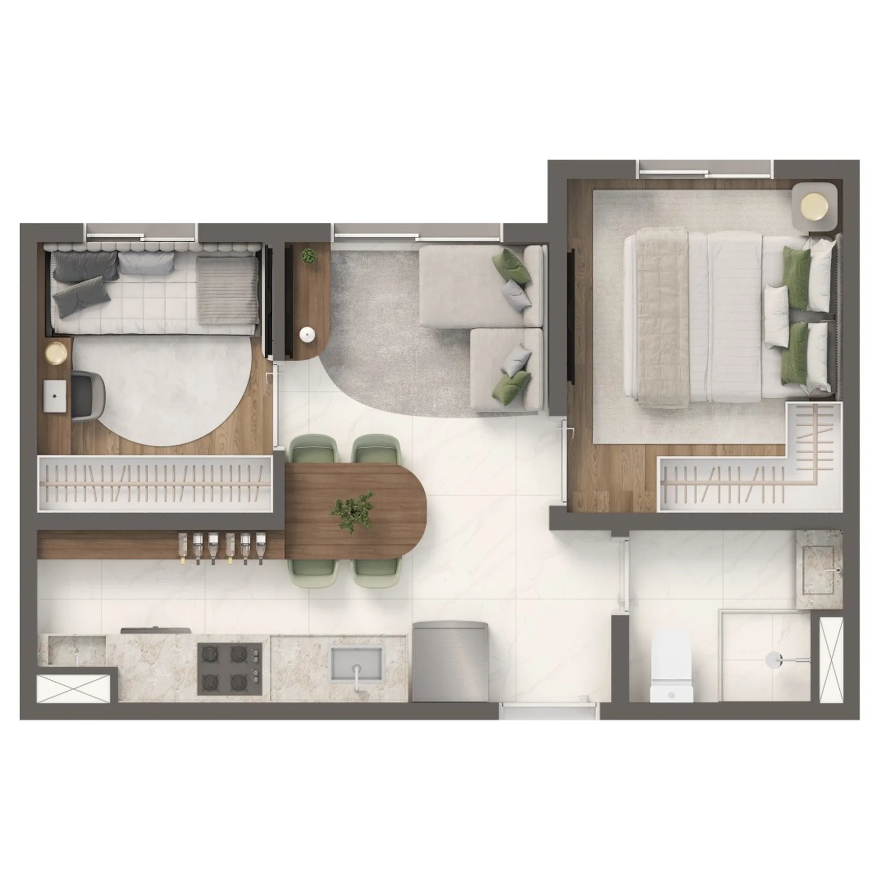 Planta do Vivaz Parque Barra Funda — 2 dormitórios – 31,52 m²