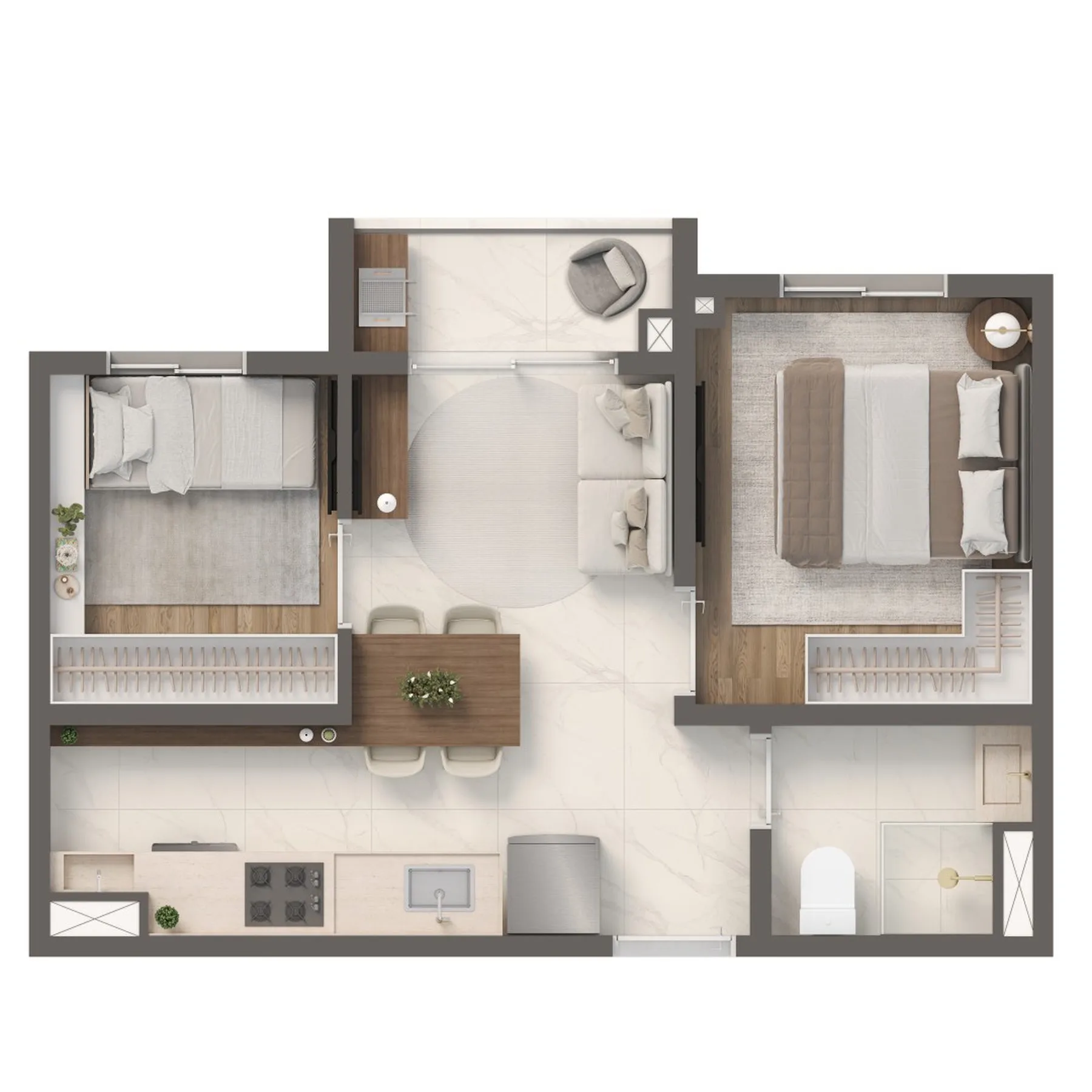 Planta do Vivaz Parque Barra Funda — 2 dormitórios – 33,65 m²