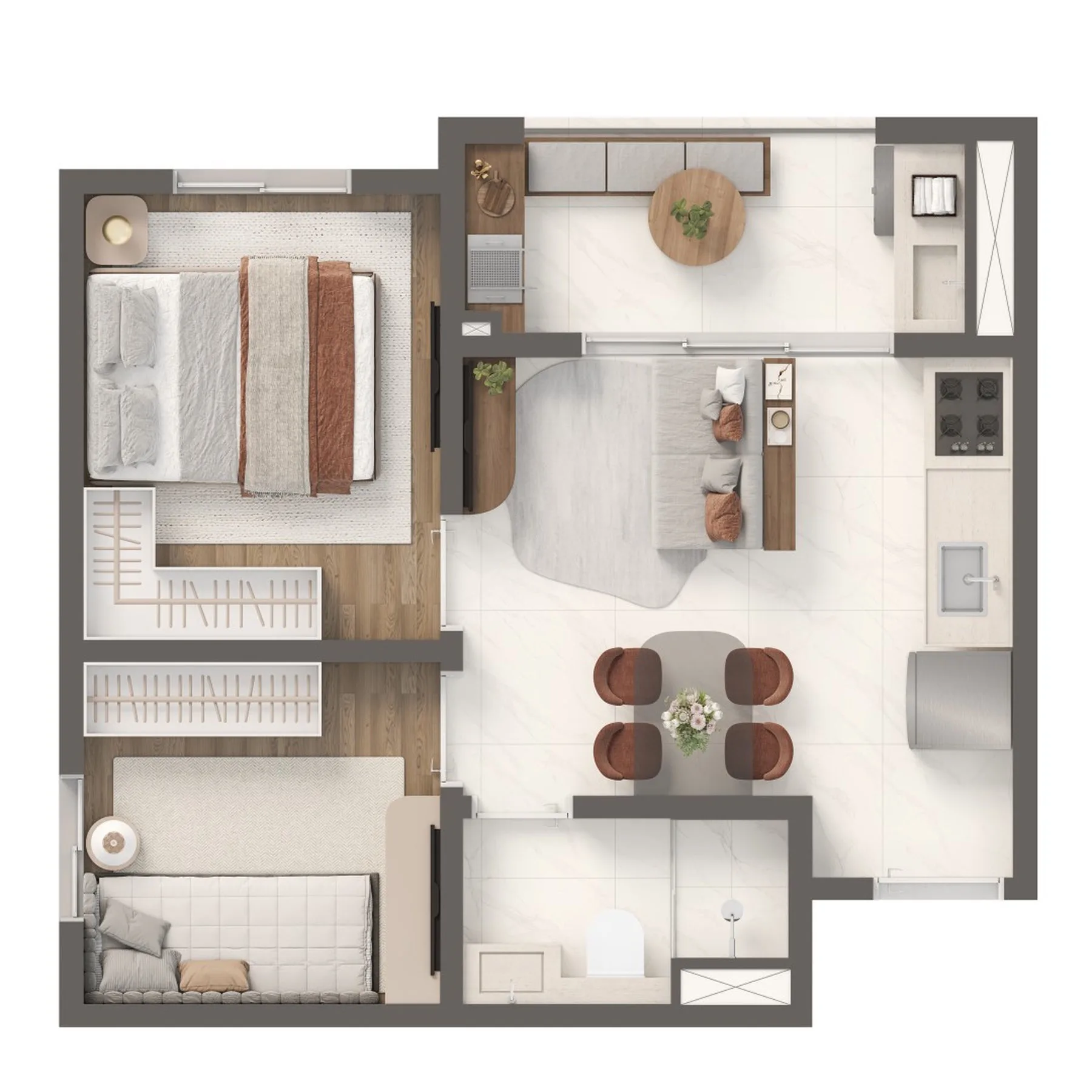Planta do Vivaz Parque Barra Funda — 2 dormitórios – 36,68 m²