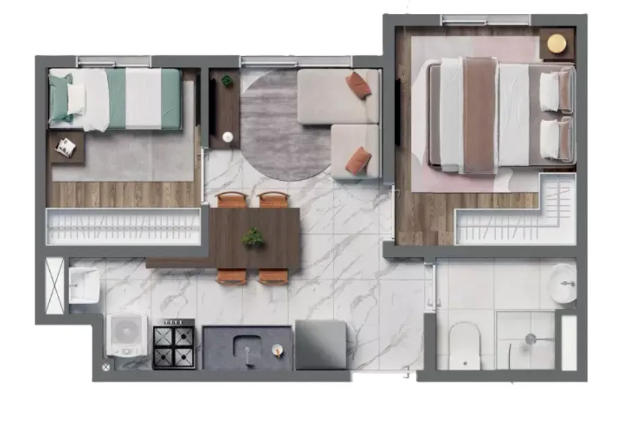 Planta do Vivaz Parque Freguesia do Ó 2 em Vila Palmeiras — 2 dormitórios, 31 m²