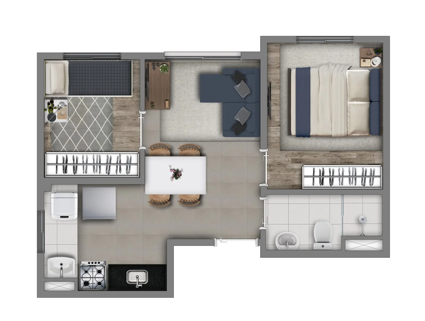 Planta do Vivaz Penha – Fase 2 em Penha — 2 dormitórios, 34,62 m²