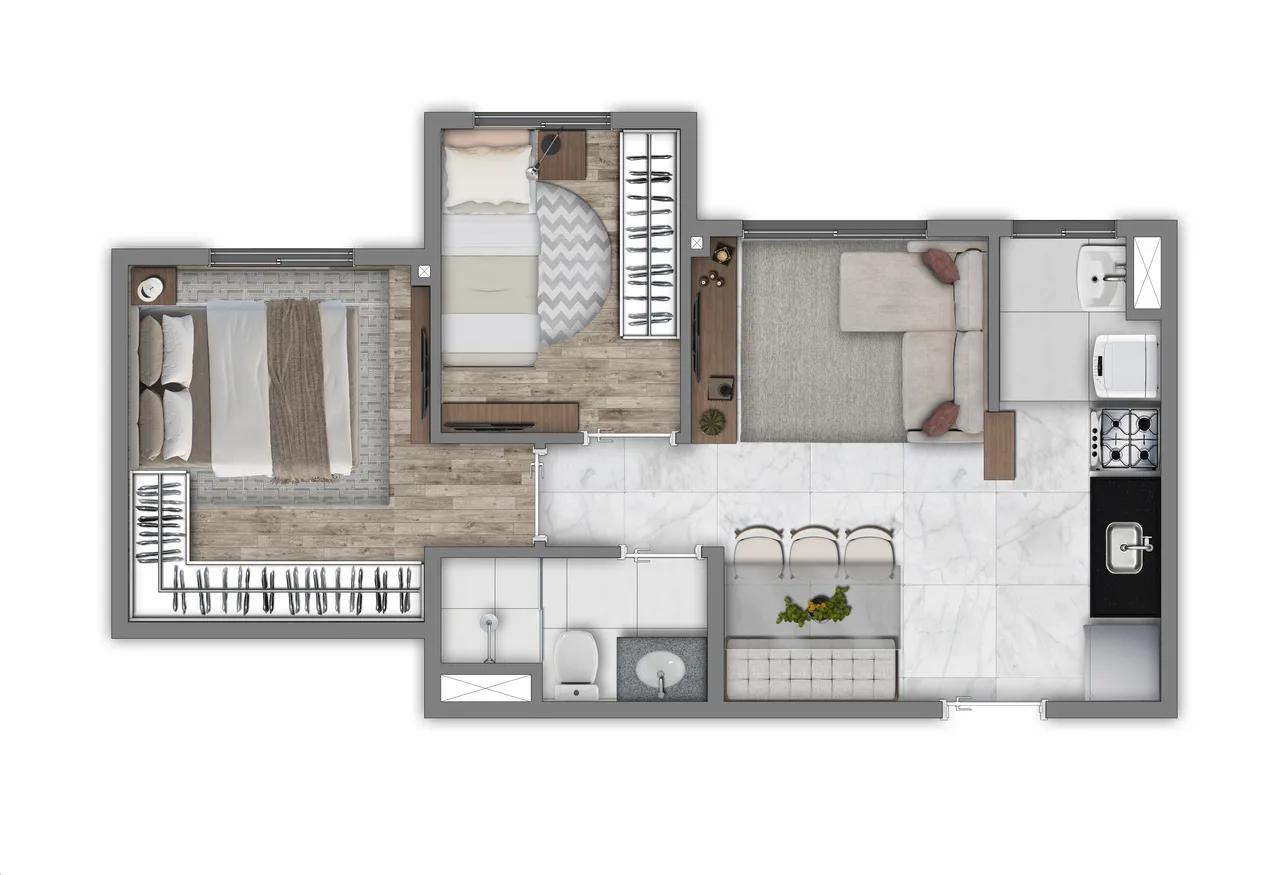 Planta do Vivaz Prime Vila Maria em Vila Maria — 2 dormitórios, 36 m²