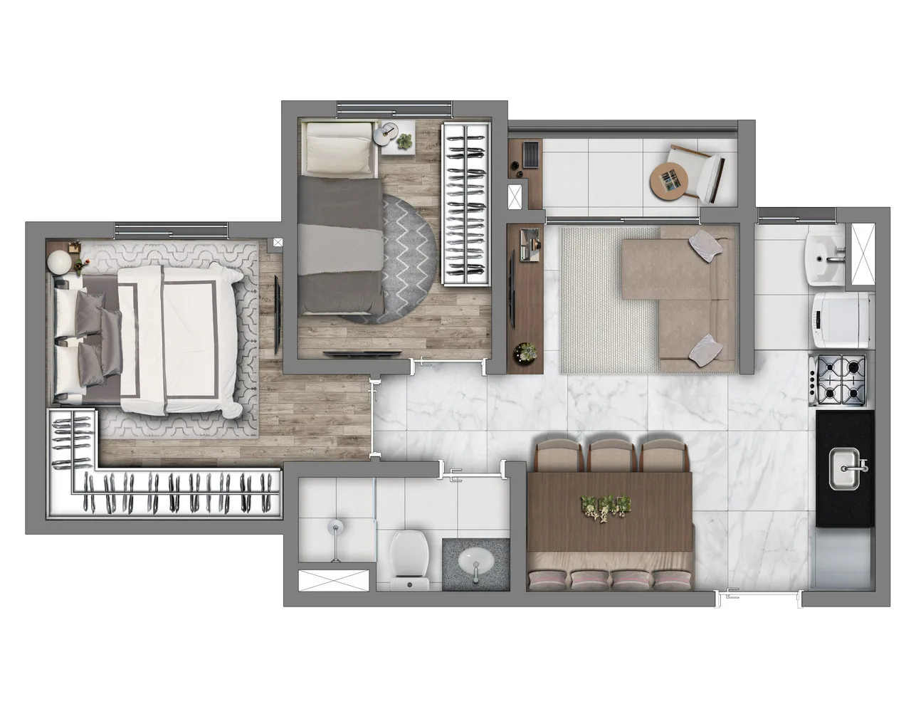 Planta do Vivaz Prime Vila Maria em Vila Maria — 2 dormitórios, 39 m²