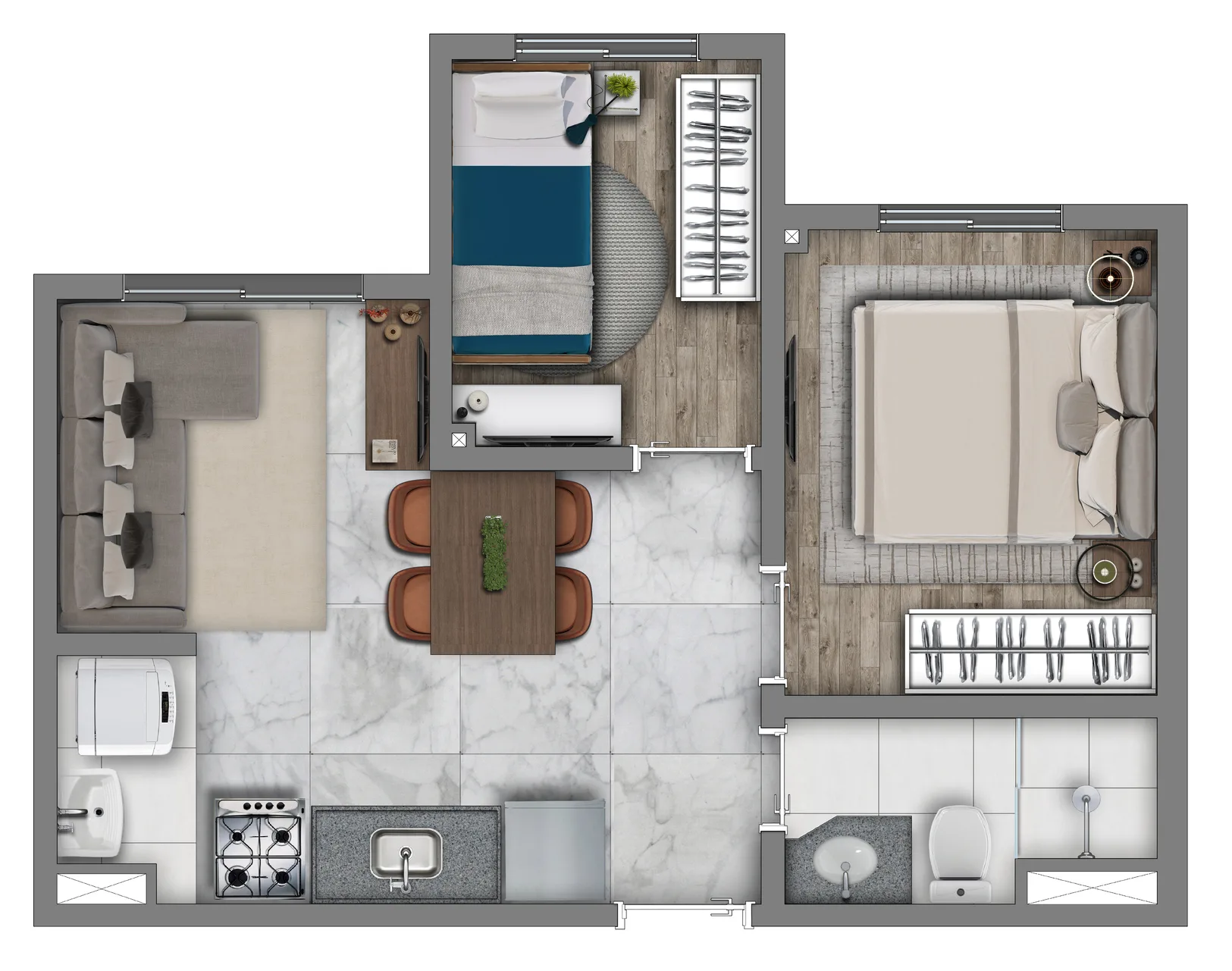 Planta do Vivaz Prime Vila Nova Cachoeirinha – Fase 2 em Vila Nova Cachoeirinha — 2 dormitórios, 35 m²