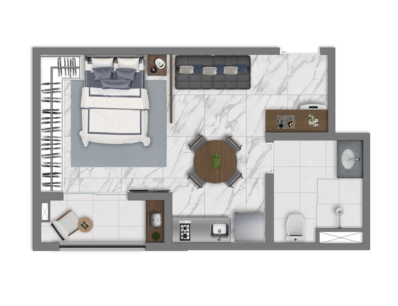 Planta do Vivaz Prime Vila Prudente em Vila Prudente — 1 dormitório – 29,93 m² Studio