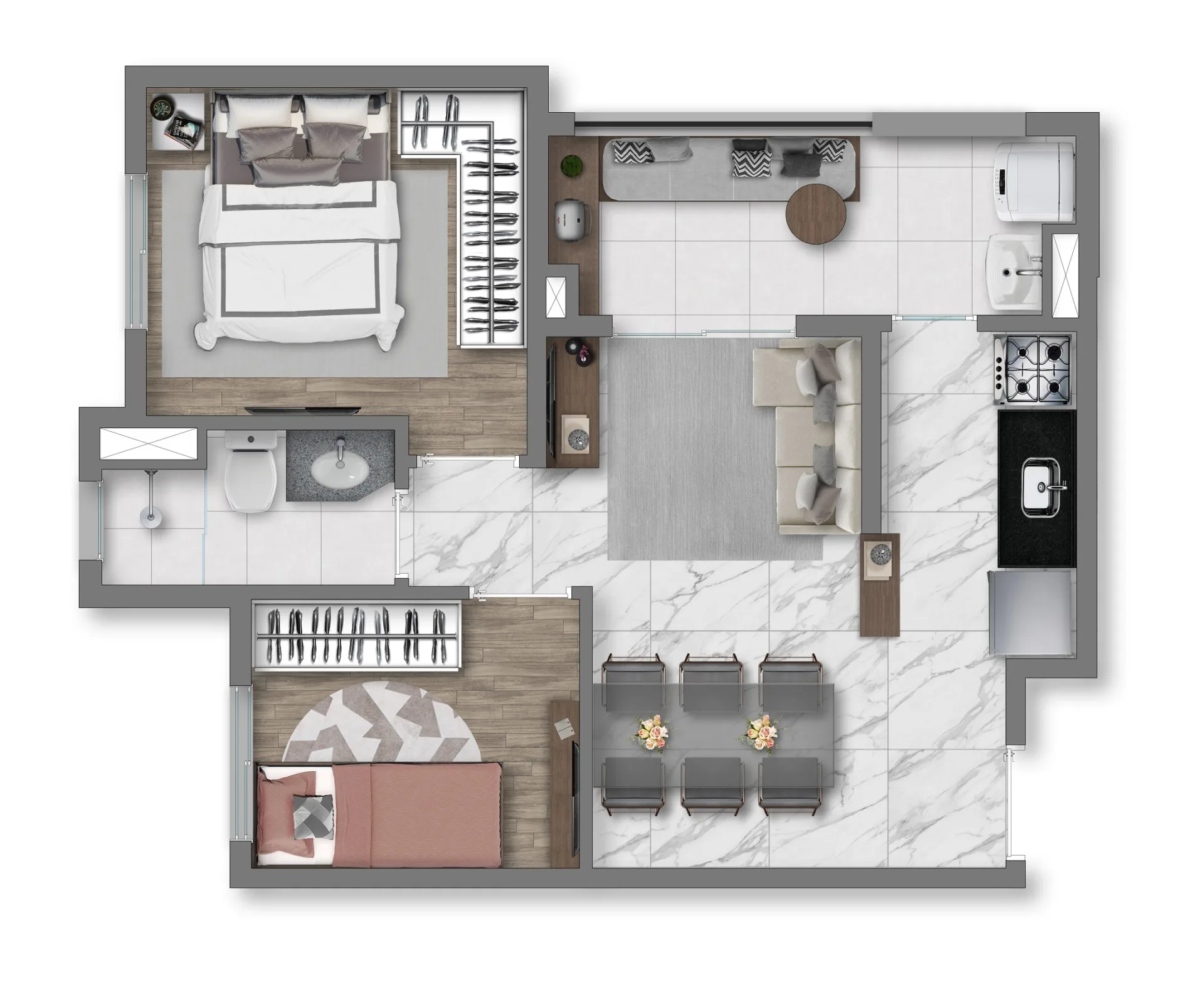 Planta do Vivaz Prime Vila Prudente em Vila Prudente — 2 dormitórios – 41,95 m²
