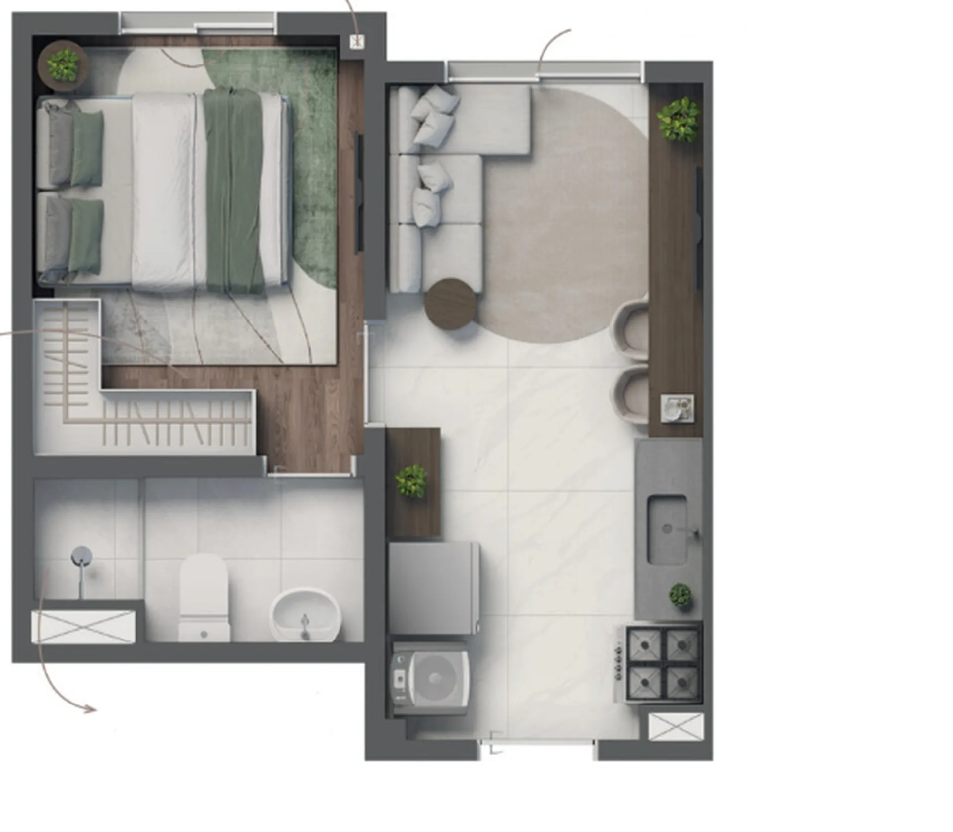 Planta do Vivaz Selection Santo Amaro em Santo Amaro — 1 dormitório, 24 m²