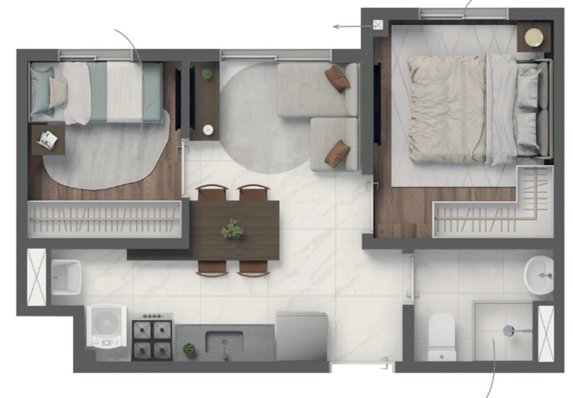 Planta do Vivaz Selection Santo Amaro em Santo Amaro — 2 dormitórios, 31 m²