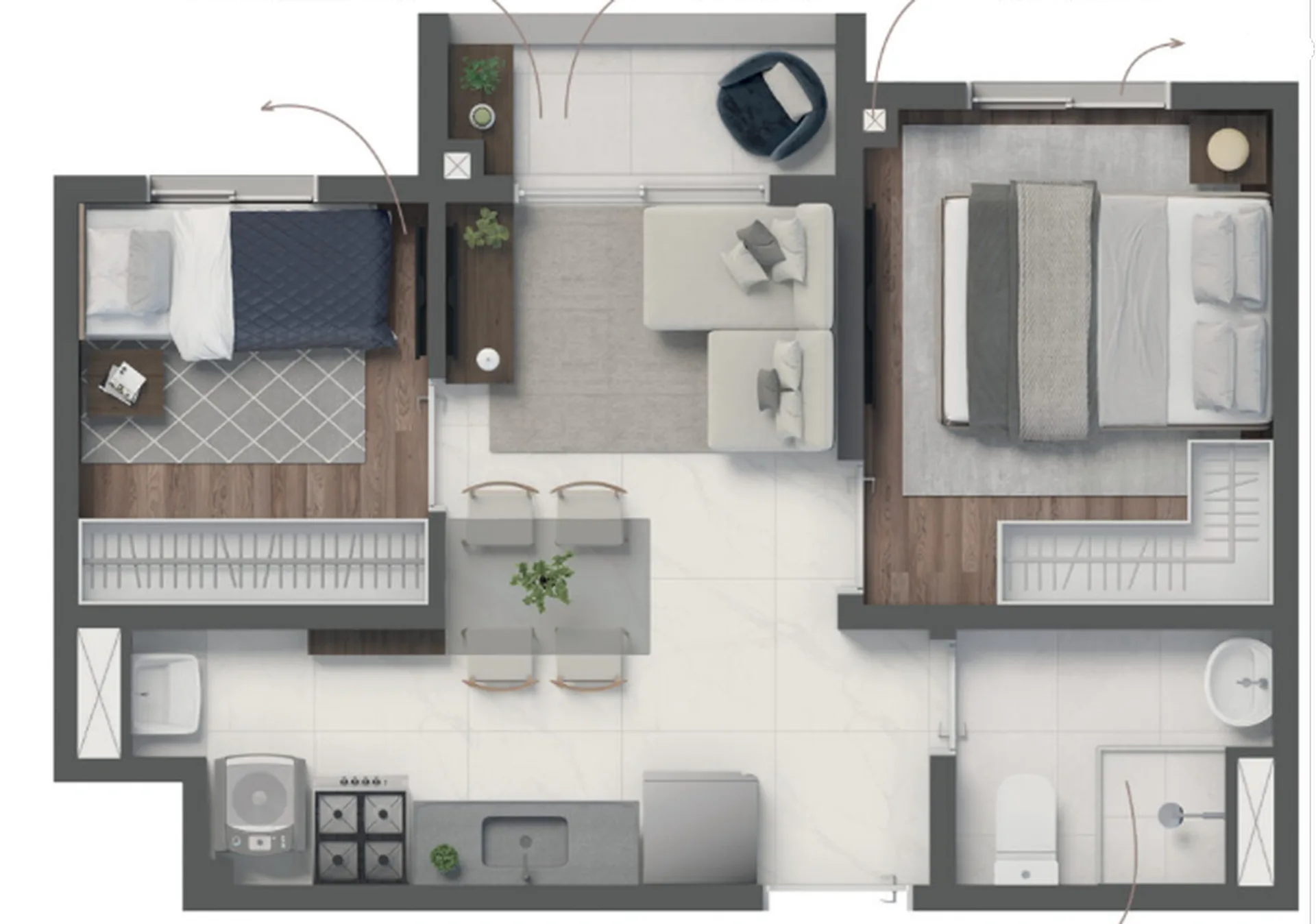 Planta do Vivaz Selection Santo Amaro em Santo Amaro — 2 dormitórios, 33 m²