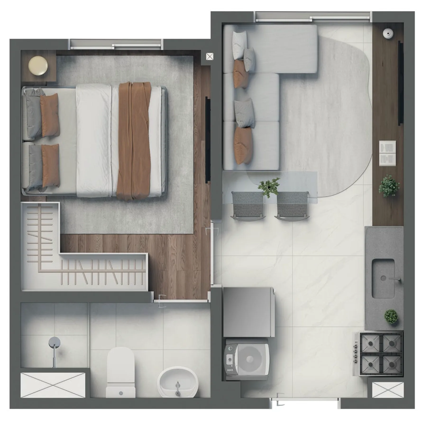 Planta do Vivaz Selection Vila Prudente 2 em Vila Prudente — 1 dormitório – 24,29 m²