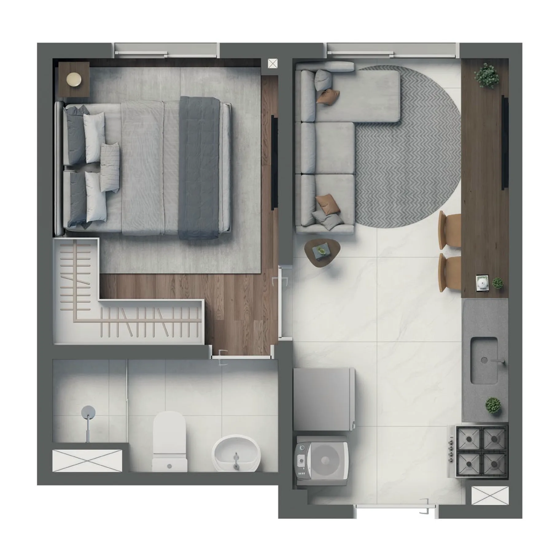 Planta do Vivaz Selection Vila Prudente 2 em Vila Prudente — 1 dormitório – 24,57 m²