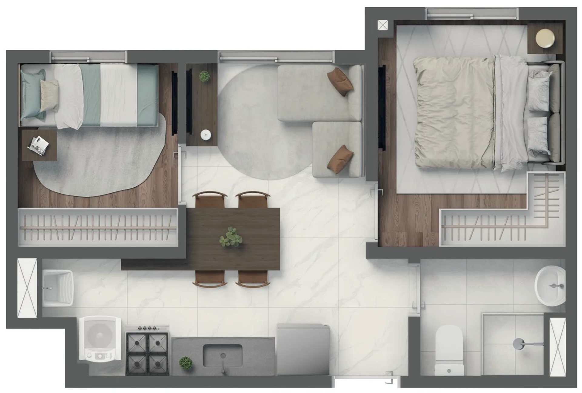 Planta do Vivaz Selection Vila Prudente 2 em Vila Prudente — 2 dormitórios – 31,36 m²