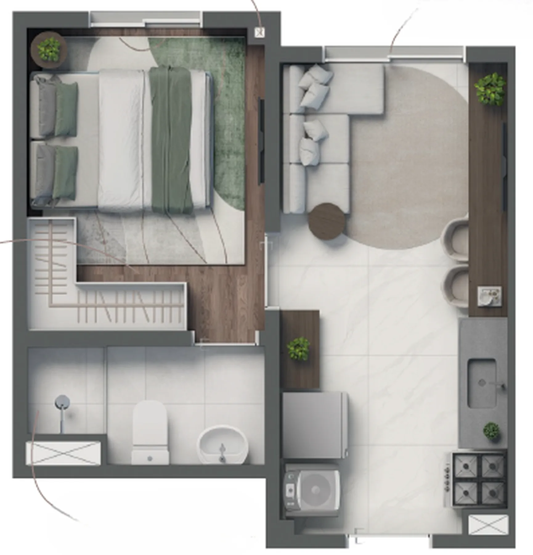Planta do Vivaz Selection Vila Prudente em Vila Prudente — 1 dormitório – 24,33 m²