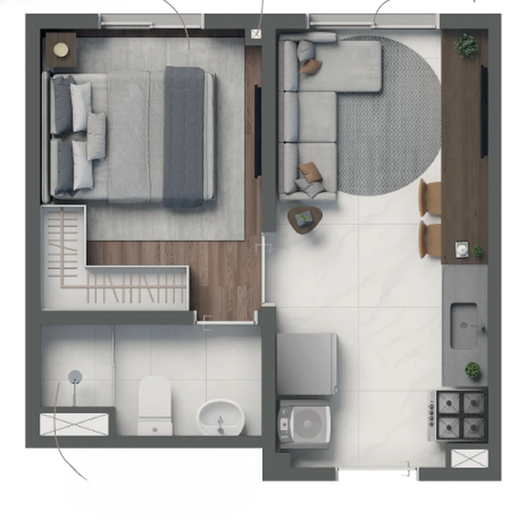 Planta do Vivaz Selection Vila Prudente em Vila Prudente — 1 dormitório – 24,56 m²