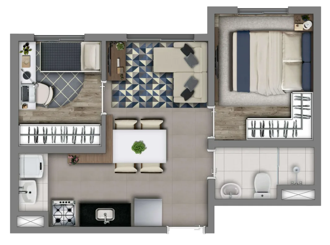 Planta do Vivaz Vila Guilherme em Vila Guilherme — 2 dormitórios, 34 m²