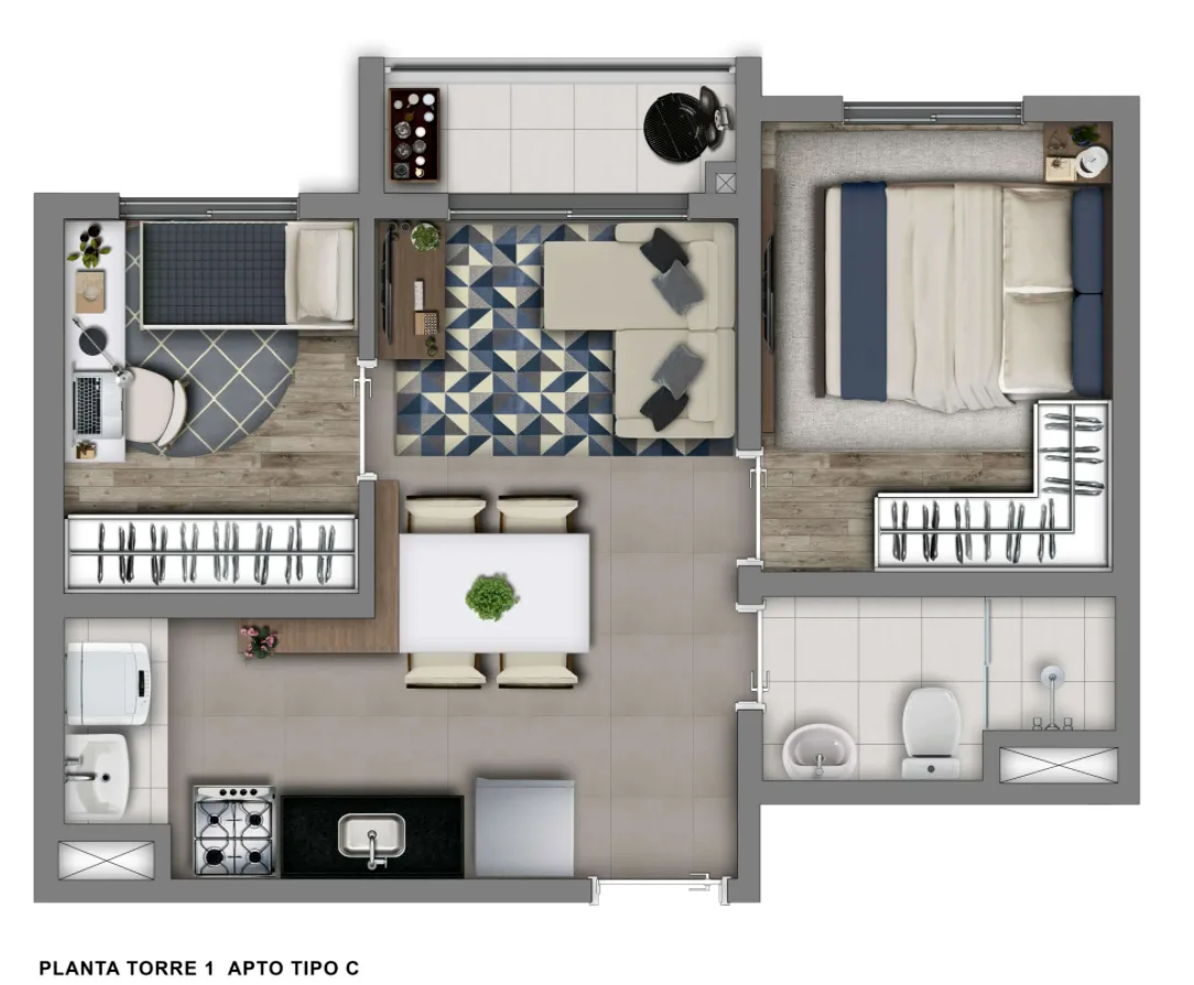 Planta do Vivaz Vila Guilherme em Vila Guilherme — 2 dormitórios, 36 m²