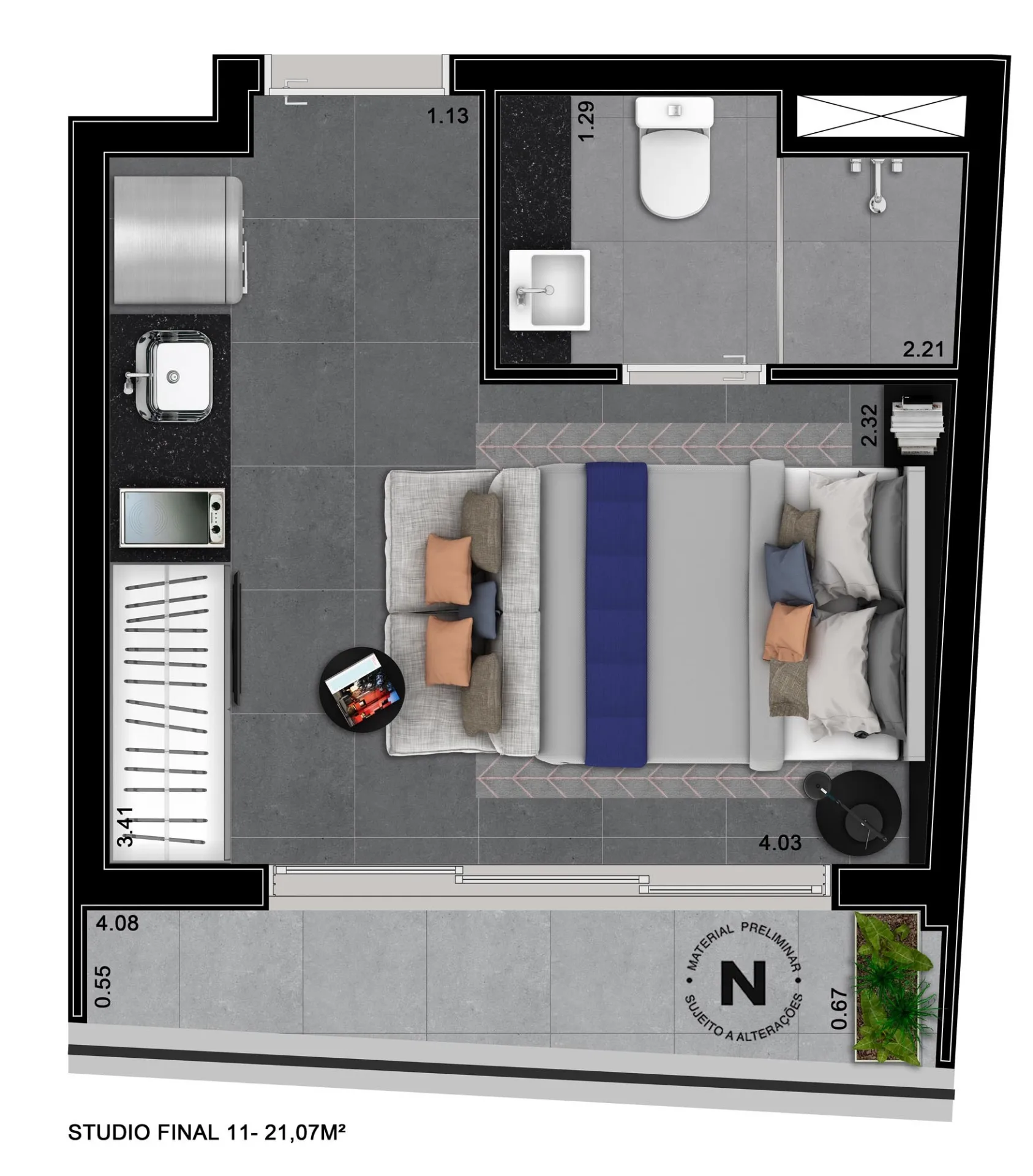 Planta do VN Consolação em Consolação — 1 dormitório, 21 m²