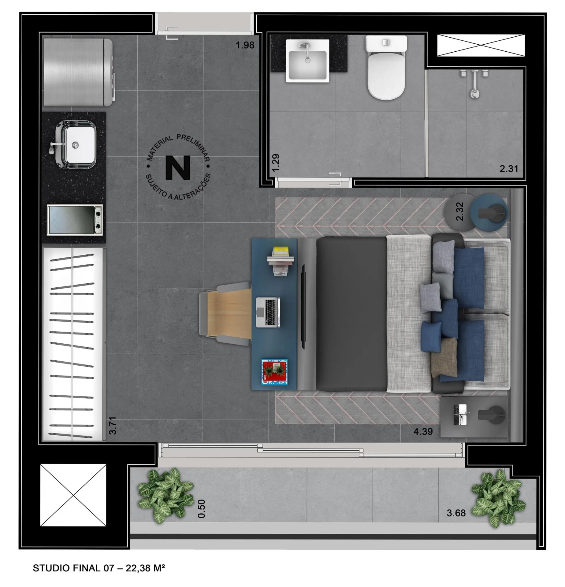 Planta do VN Consolação em Consolação — 1 dormitório, 22 m²