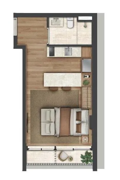 Planta do Vogel Moema em Moema — 1 dormitório – 35 m² Studio