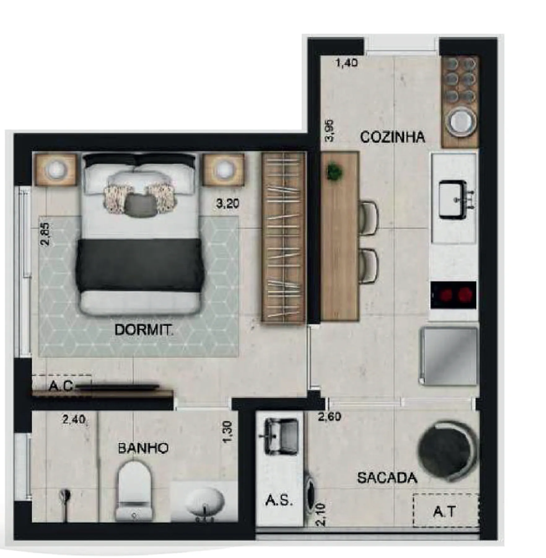 Planta do W Stay Lincoln em Perdizes — 1 dormitório, 27,50 m²