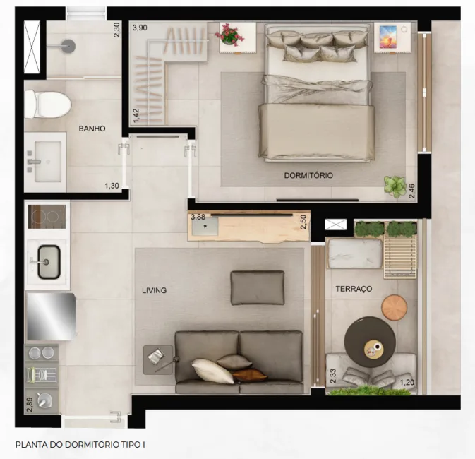 Planta do WALKBITTENCOURT em Vila Clementino — 1 dormitório – 30,01 m²