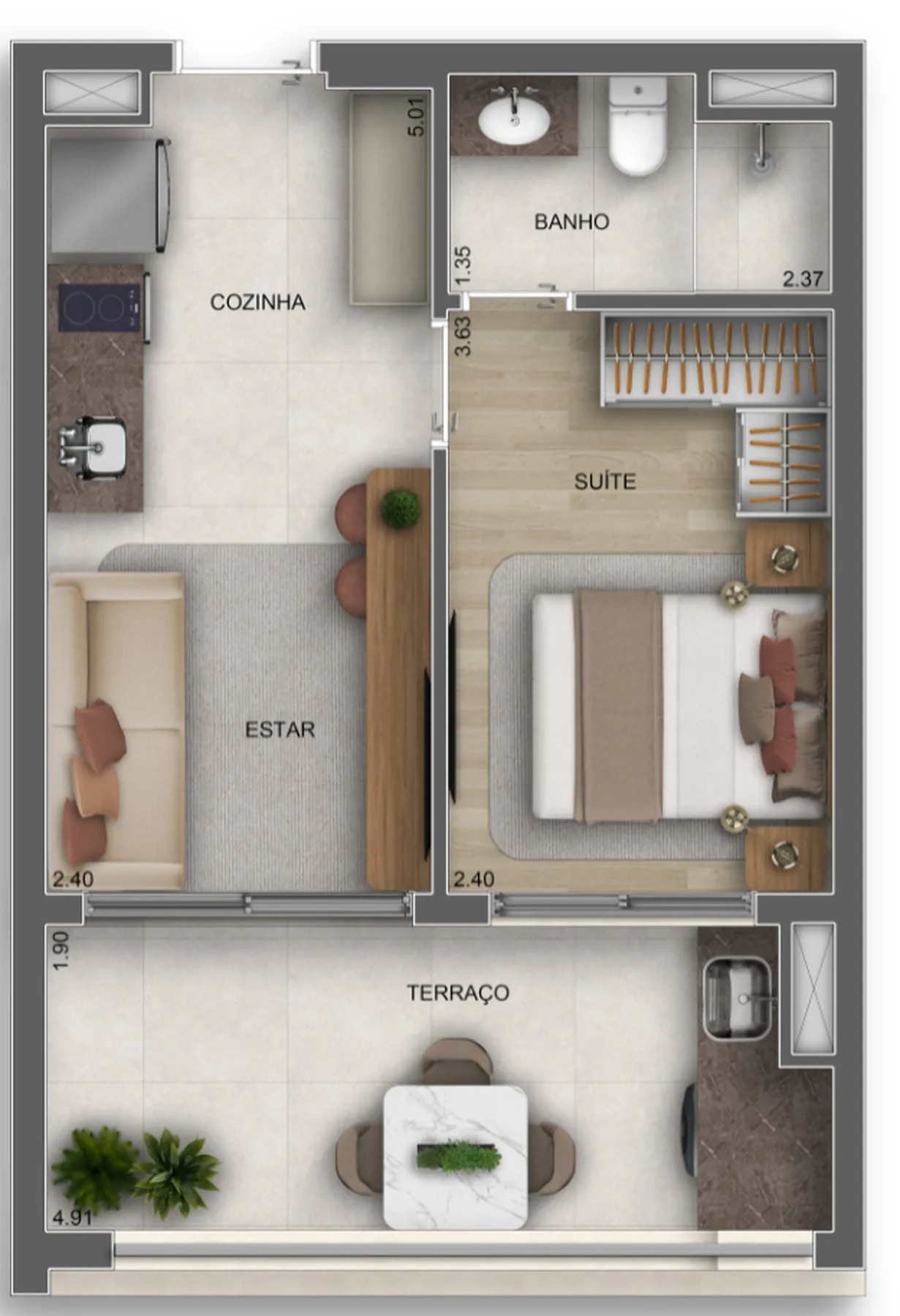 Planta do Way Vila Carrão em Vila Carrão — 1 dormitório, 39 m²