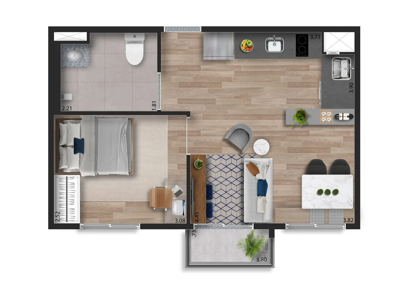 Planta do Welconx Vila Romana em Vila Romana — 1 dormitório – 35 m²