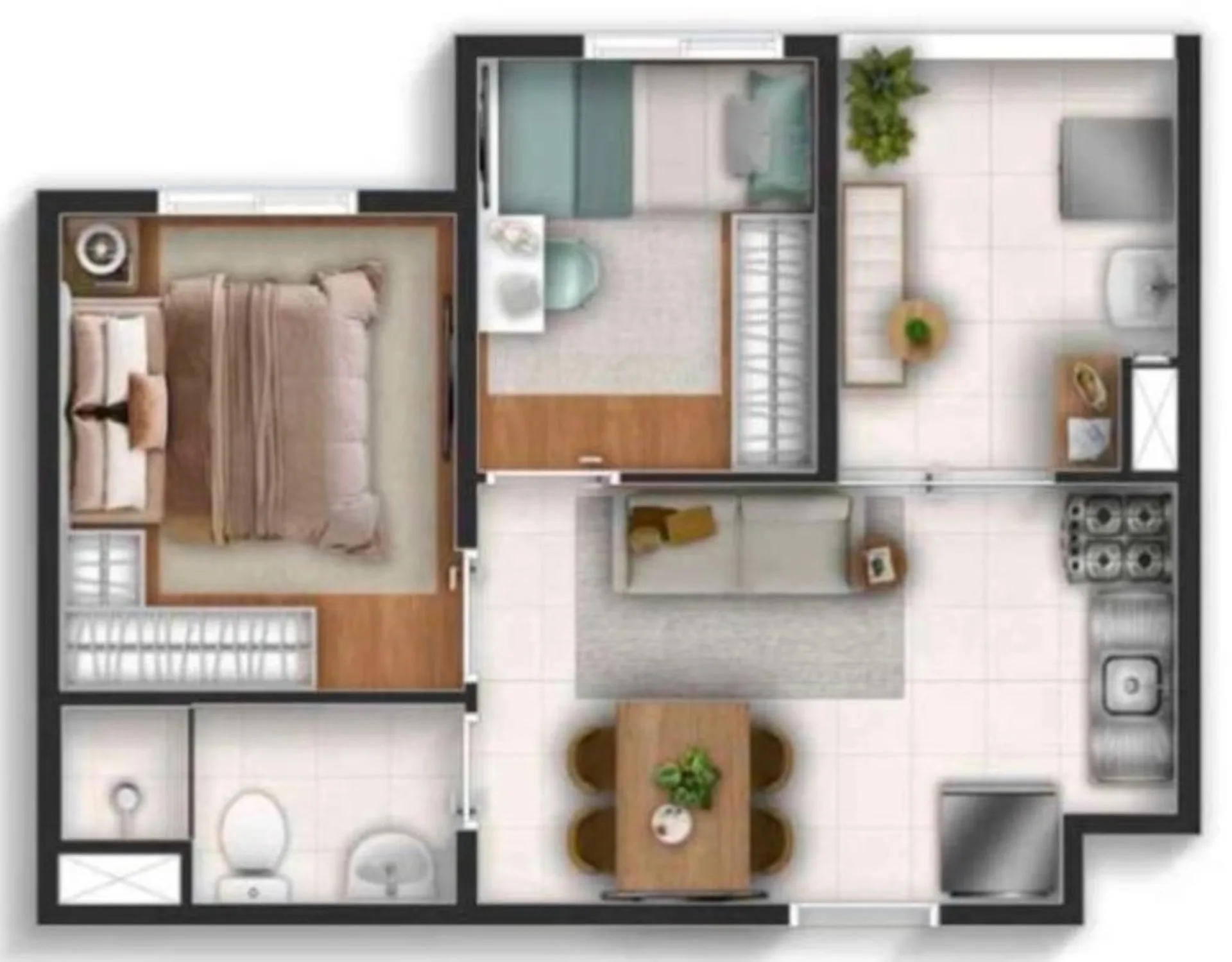 Planta do Well Perdizes em Perdizes — 2 dormitórios, 34 m²