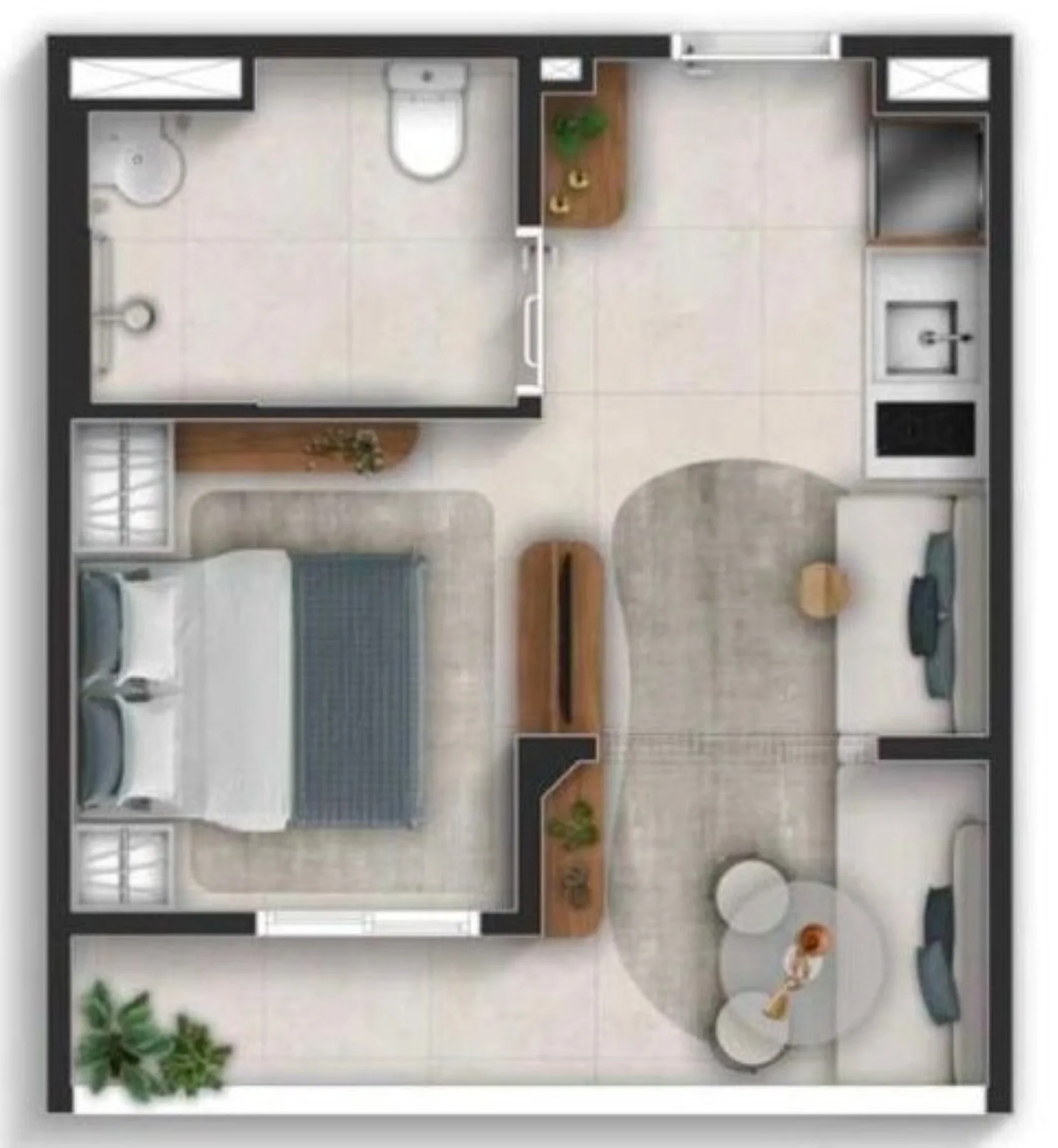 Planta do Well Perdizes em Perdizes — 1 dormitório – 30 m² Studio