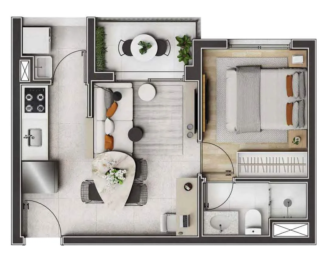Planta do Wolf em Vila Leopoldina — 1 dormitório, 33 m²