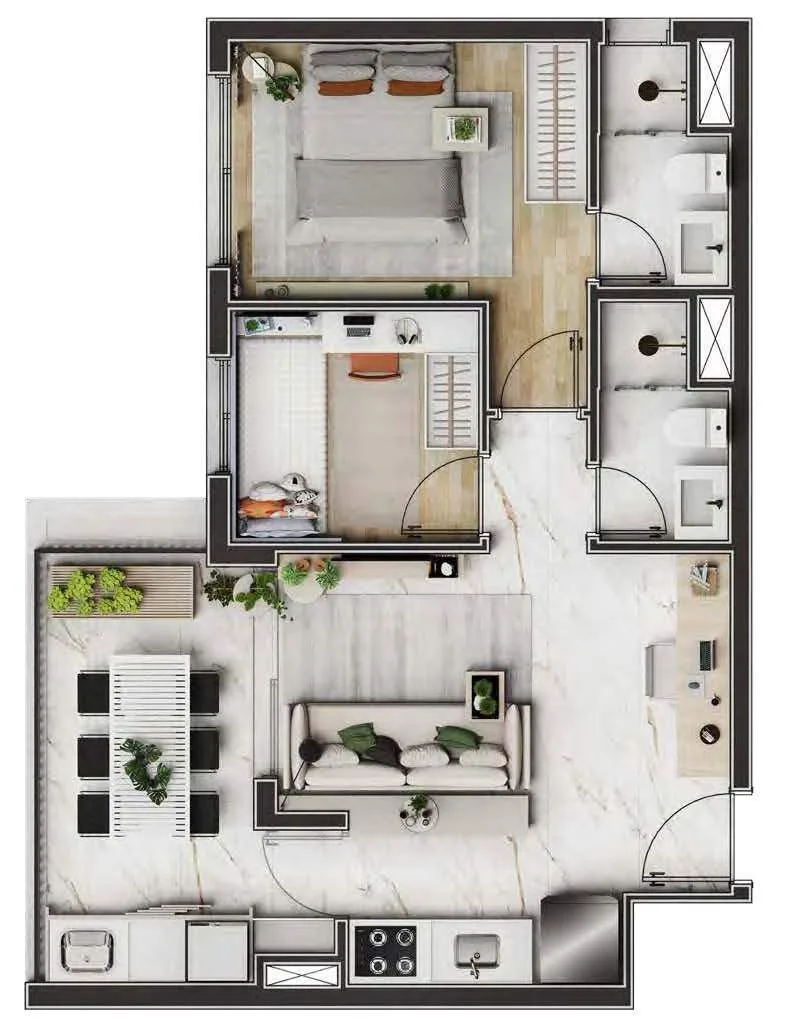 Planta do Wolf em Vila Leopoldina — 2 dormitórios, 52 m²