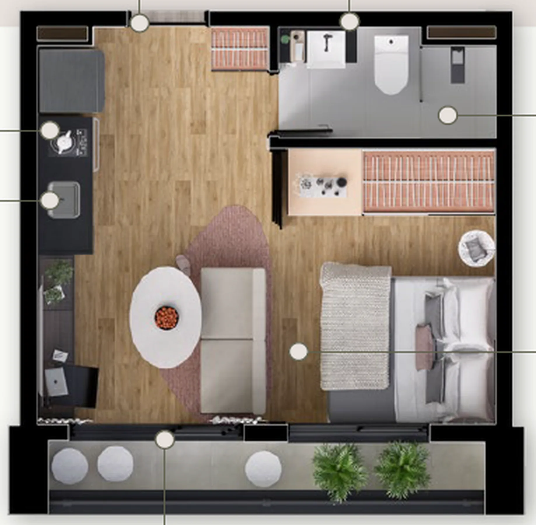 Planta do Zenion em Vila Olímpia — studio de 31 m²