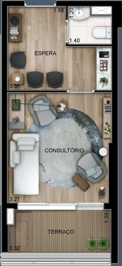 Planta do Ária Higienópolis – Comercial em Higienópolis — 31 m²