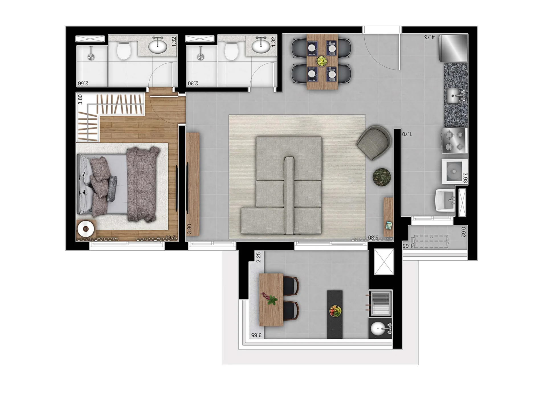 Planta do Astral Saúde em Saúde — 1 dormitório – 69 m²
