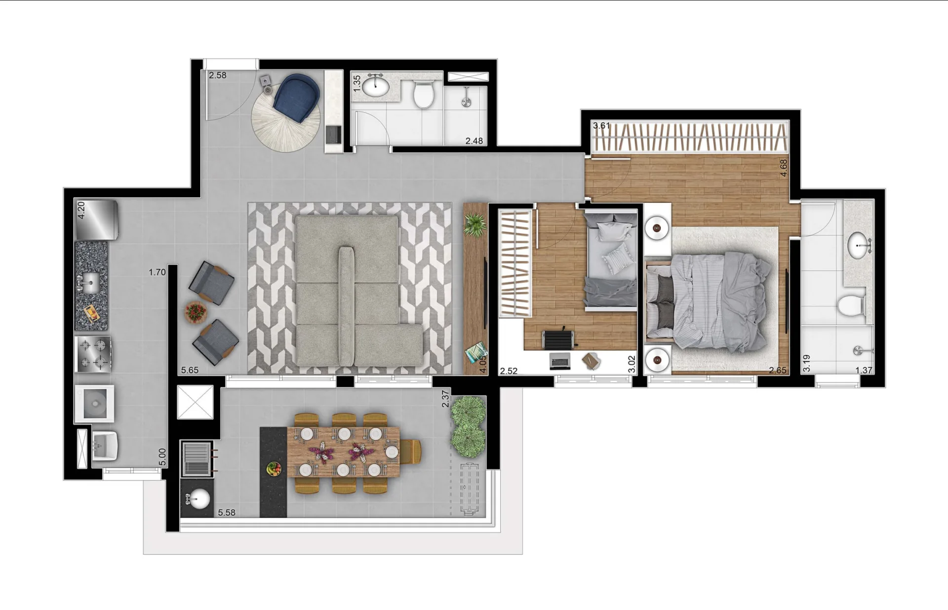 Planta do Astral Saúde em Saúde — 2 dormitórios – 94 m²