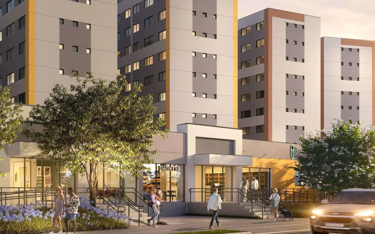 Fachada do Bosque Ipiranga – Lojas – Fase 1 – Comercial, lançamento em Ipiranga, São Paulo