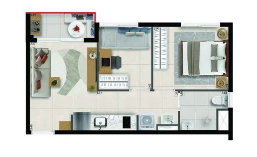 Planta do Bracon Perdizes em Perdizes — 2 dormitórios – 34,2 m²