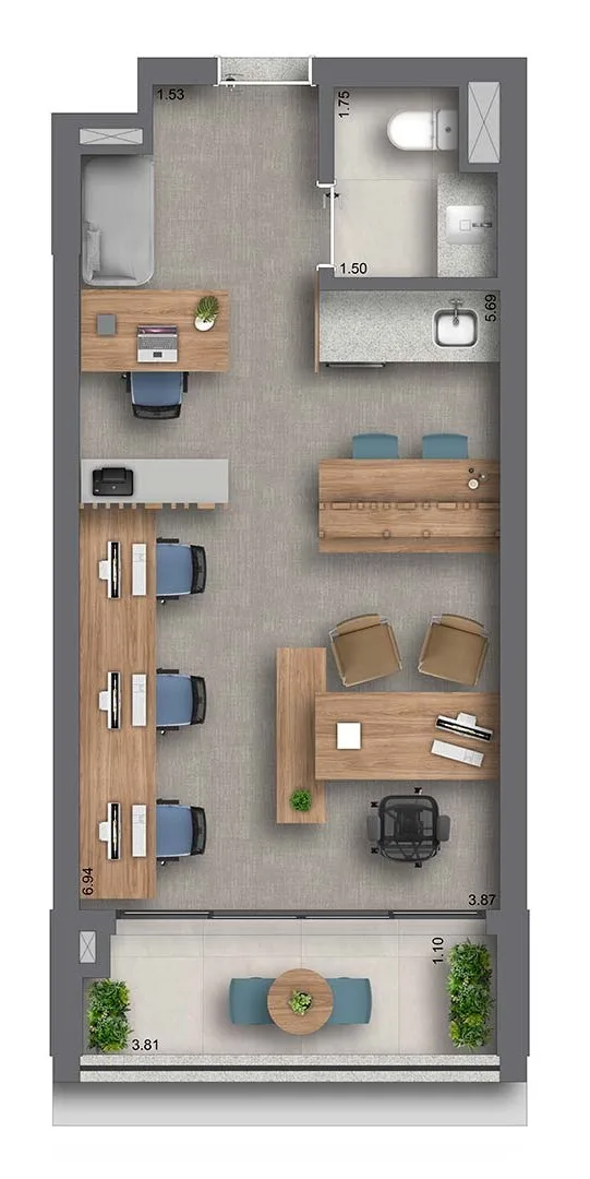 Planta do BRK by Helbor – Comercial em Brooklin — 37 m²