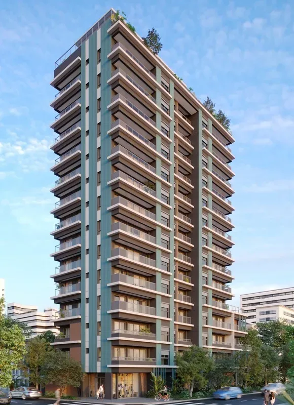 Fachada do Claris – Comercial, lançamento em Indianópolis, São Paulo