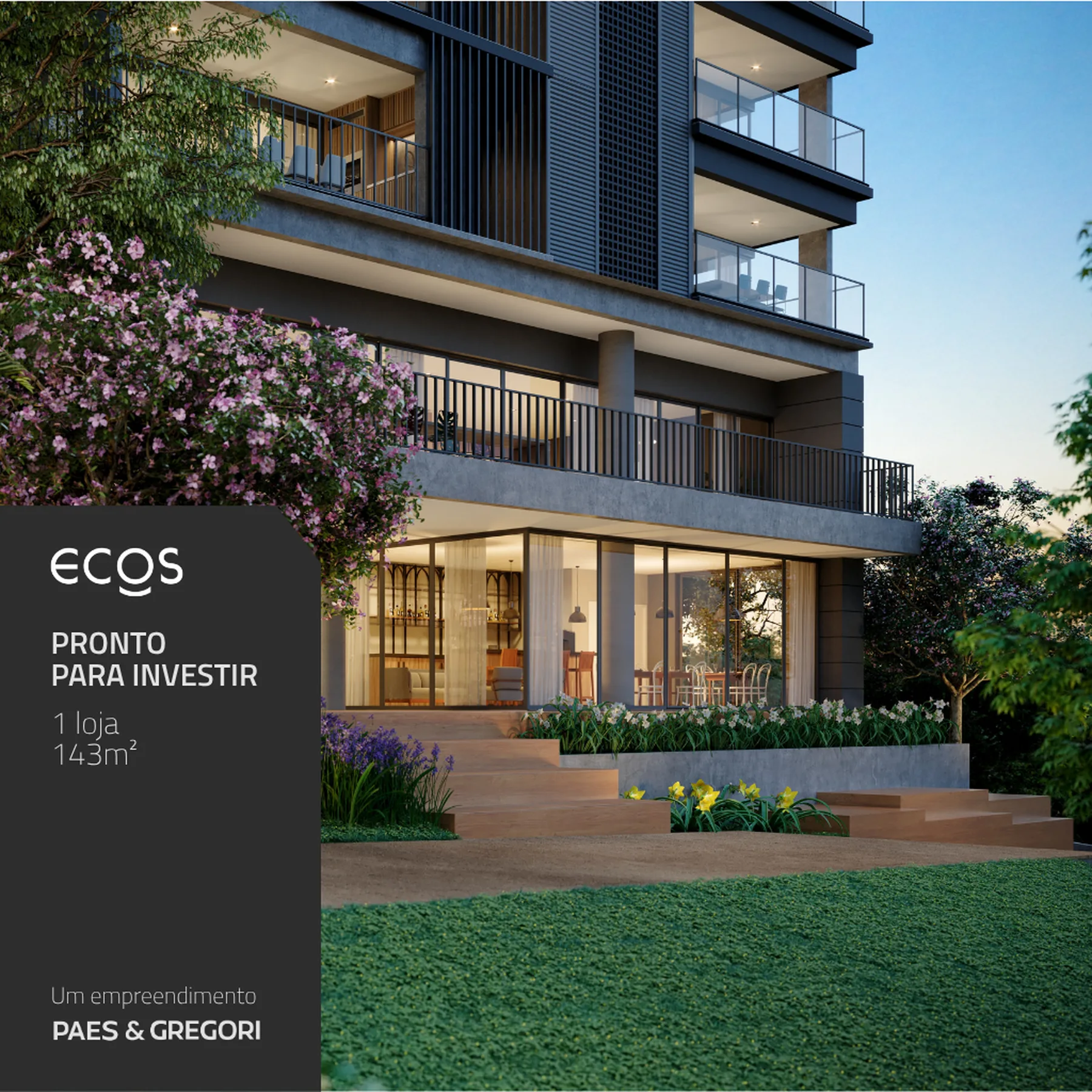 Fachada do Ecos Vila Madalena – Comercial, lançamento em Vila Madalena, São Paulo