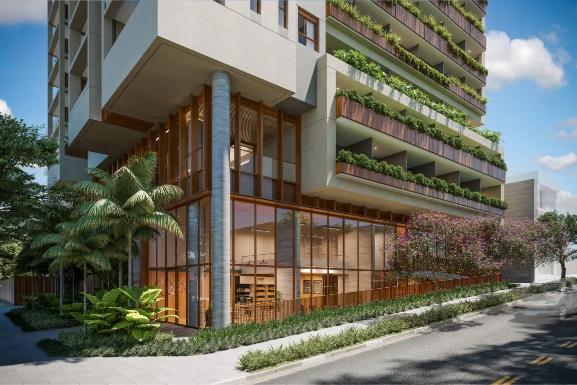 Fachada do Esquina Jardyn – Comercial, lançamento em Jardim Paulista, São Paulo