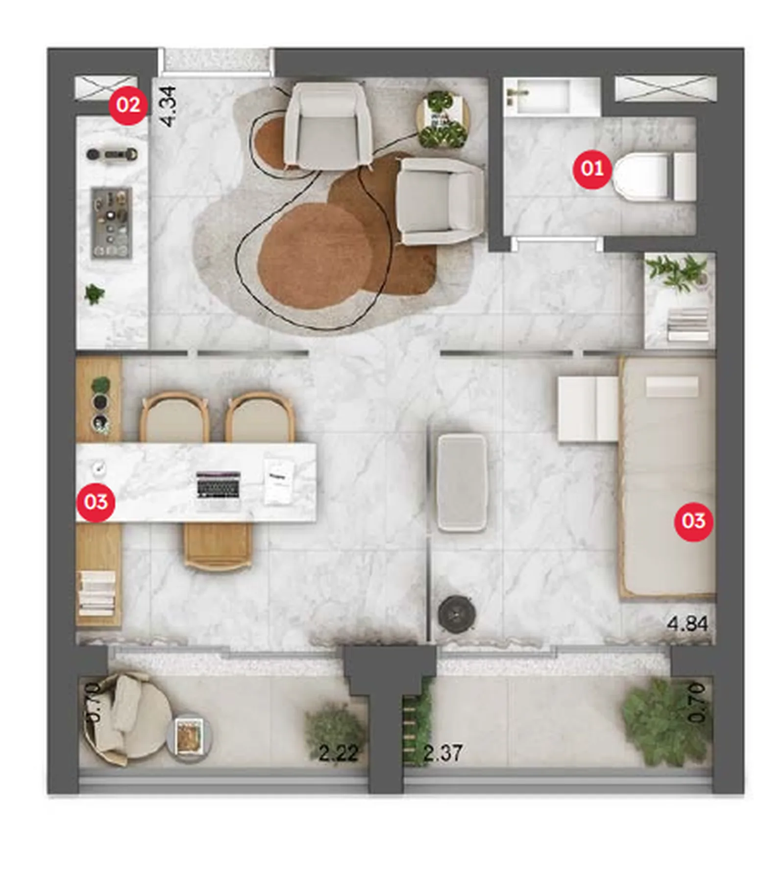 Planta do Estilo Vila Olímpia – Comercial em Vila Olímpia — 26 m²