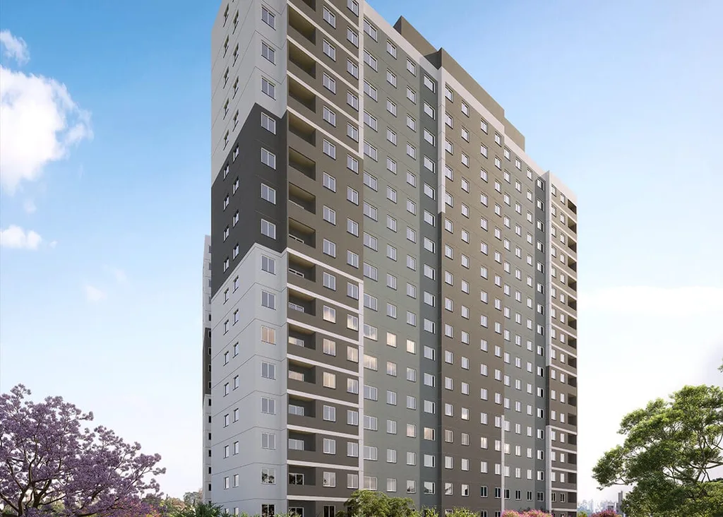 Perspectiva das torres do Flow Residencial, no Itaim Paulista, São Paulo