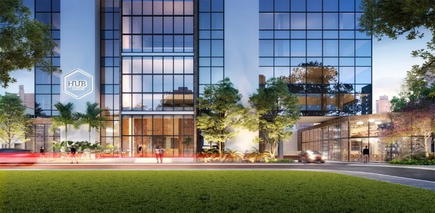 Fachada do HUB Pinheiros – Comercial, lançamento em Pinheiros, São Paulo