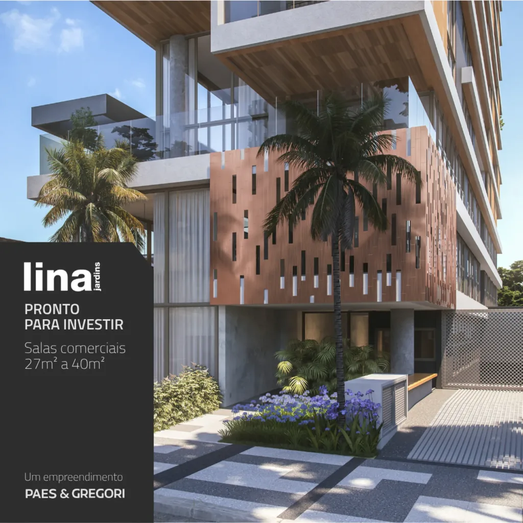 Fachada do empreendimento Lina Jardins – Comercial
