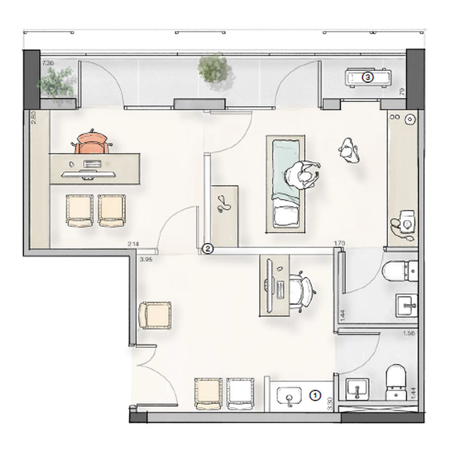 Planta do Lumi – Comercial em Jardim Paulista — 51 m²